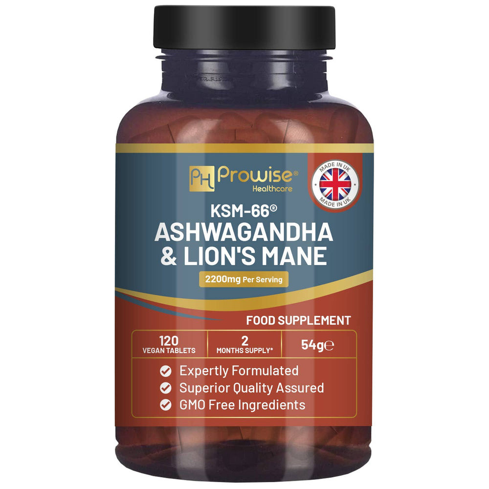 KSM-66 Ashwagandha- und Lion's Mane-Pilztabletten