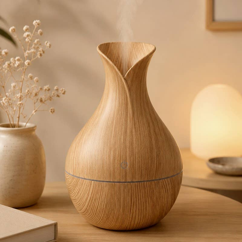 Tulip – Luftbefeuchter mit Kiefernholz‑Optik