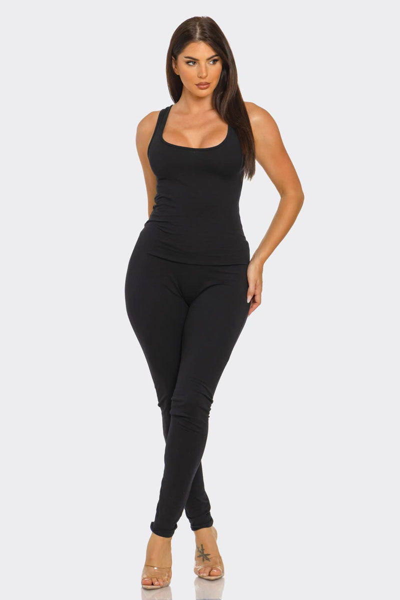 Ärmelloser Catsuit-Jumpsuit mit quadratischem Ausschnitt vorne